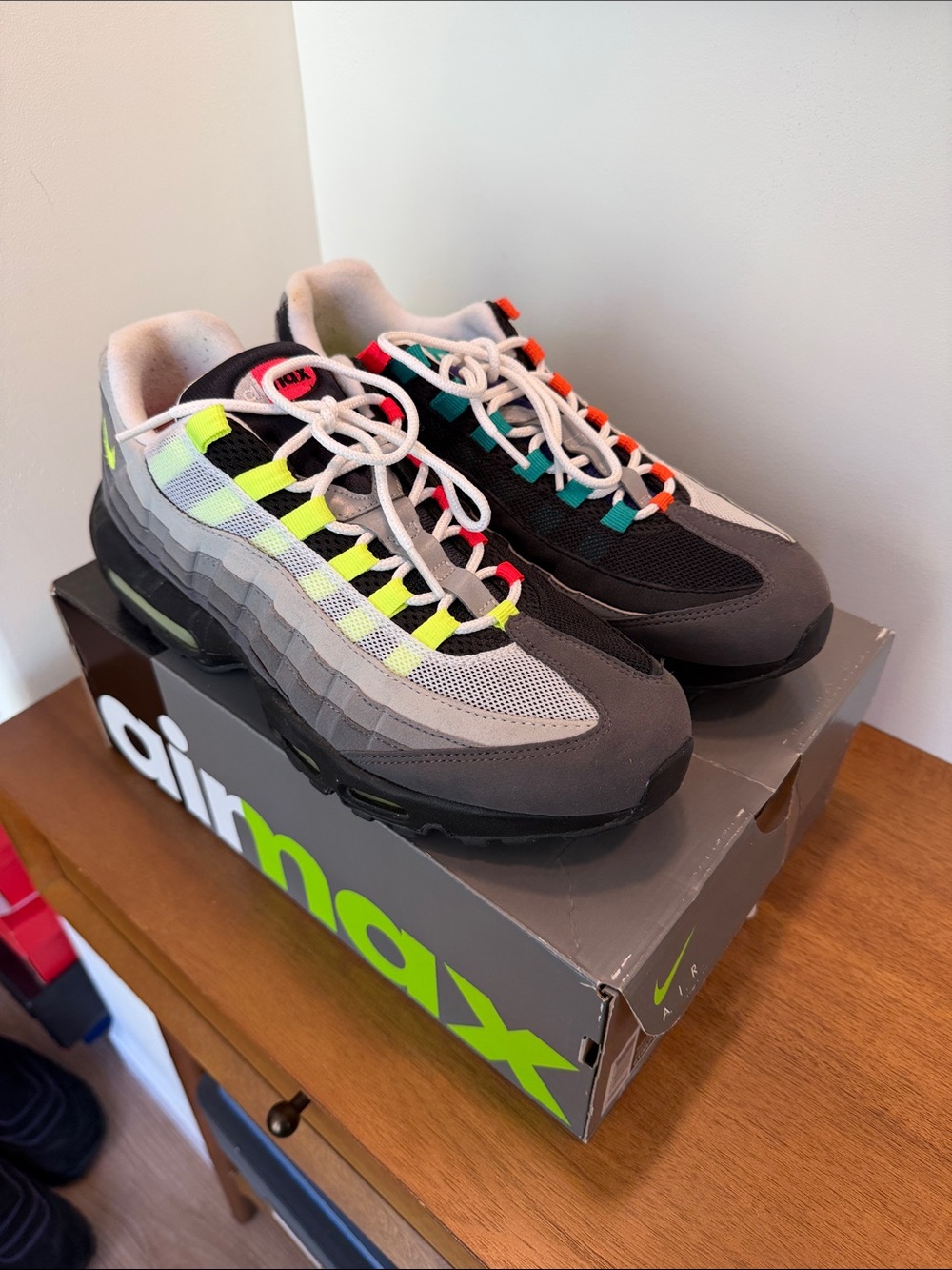 Nike Air Max 95 OG QS “What The” Gradient Grey Neon Multicolor Sneakers